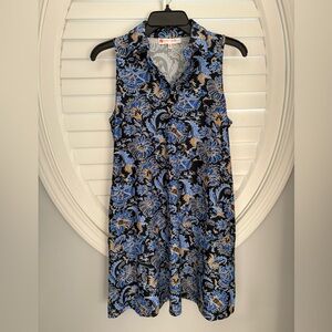 Jude Connally black and blue floral patterned shift dress in jude cloth size xs